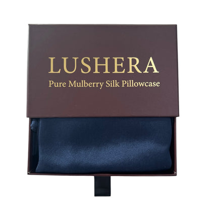 Lushera Navy pure mulberry silk pillowcase 