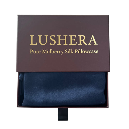 Lushera Navy pure mulberry silk pillowcase 