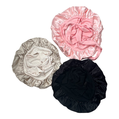 Black Silk Bonnet | Double Layer 22 Momme Mulberry Silk