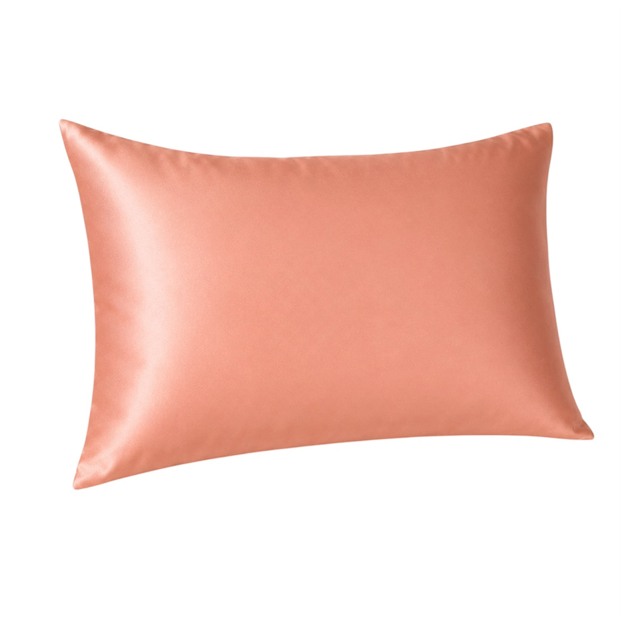 Rose Gold silk pillowcase on a white background