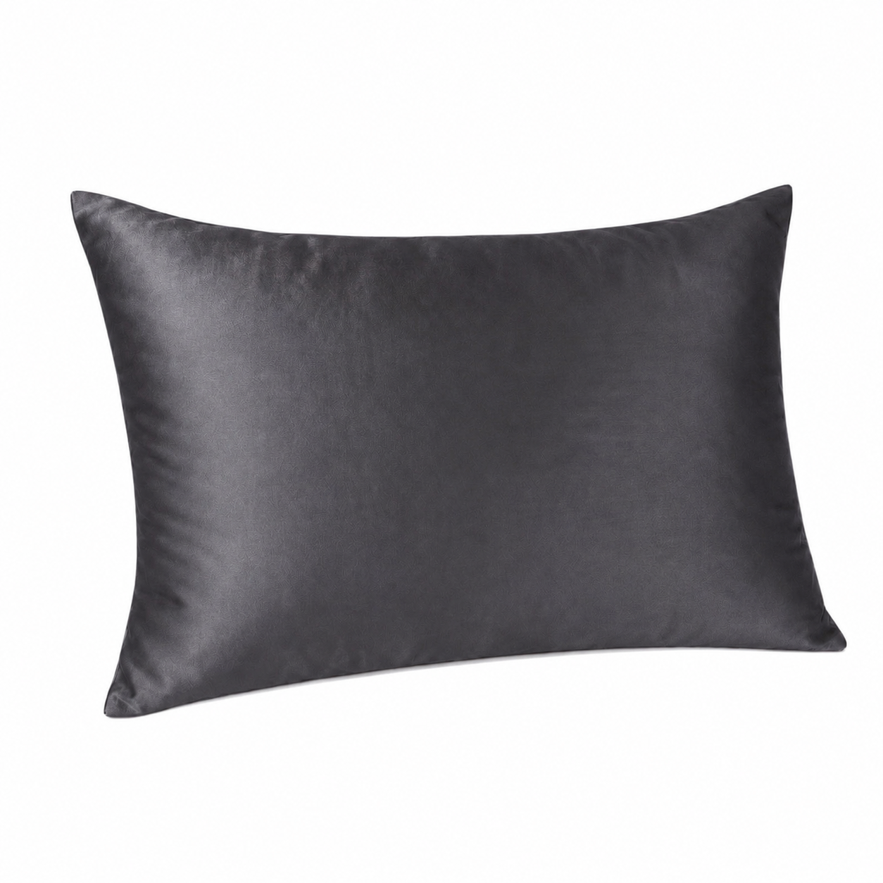 Dark gray / Charcoal silk pillowcase on a white background