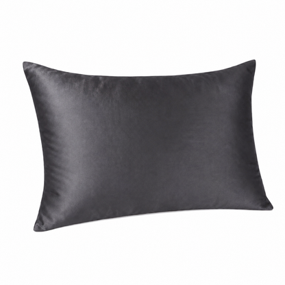 Dark gray / Charcoal silk pillowcase on a white background