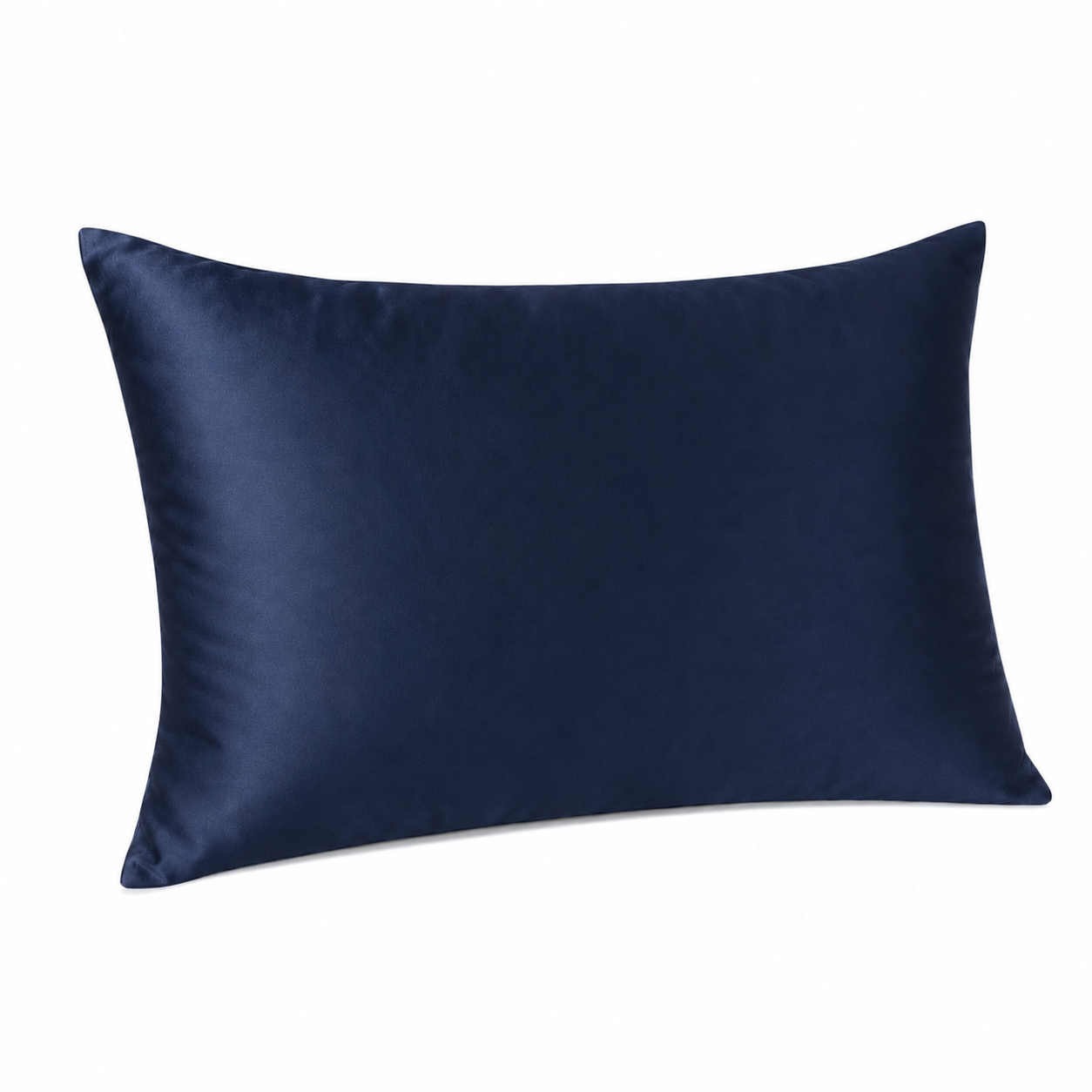 Navy blue silk pillow on a white background