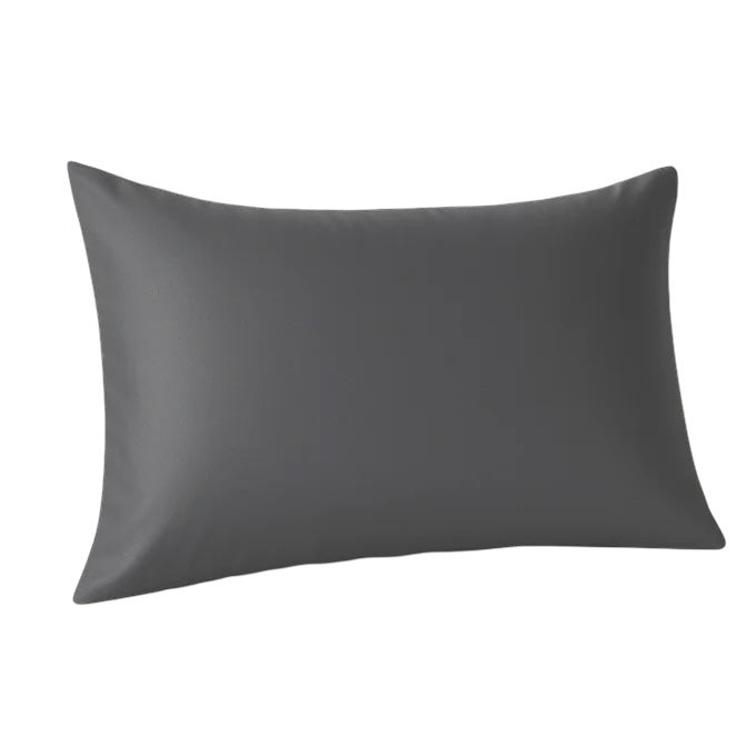 Charcoal silk pillowcase on a white background